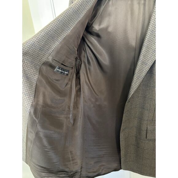 Oscar De La Renta Men’s Wool Cashmere Brown Tweed Sport Coat Blazer Size 42L - Picture 7 of 8